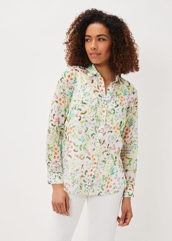 Phase Eight Maddelena Cotton Floral Shirts White/Multicolor USA | 4982170-GX